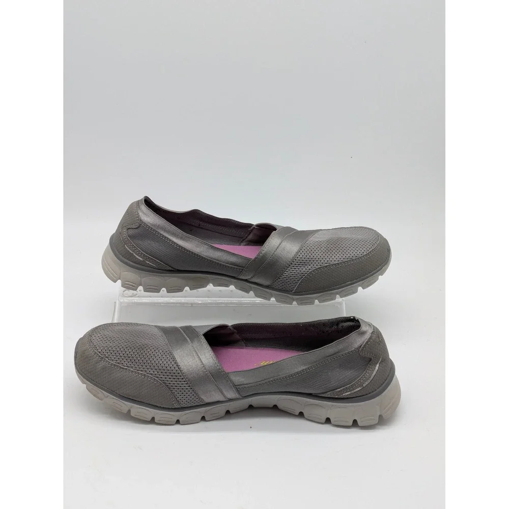 Skechers Memory Foam Slip On Shoes Gray Comfort Walking Women Size 8